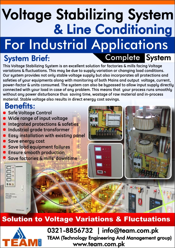 Three Phase Voltage Stabilizing System for Industrial Applications